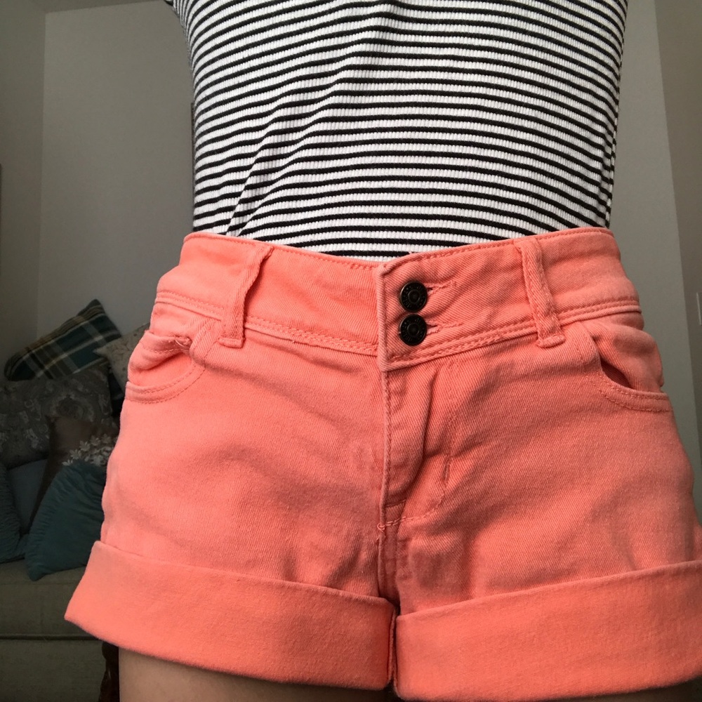 Peach jean shorts